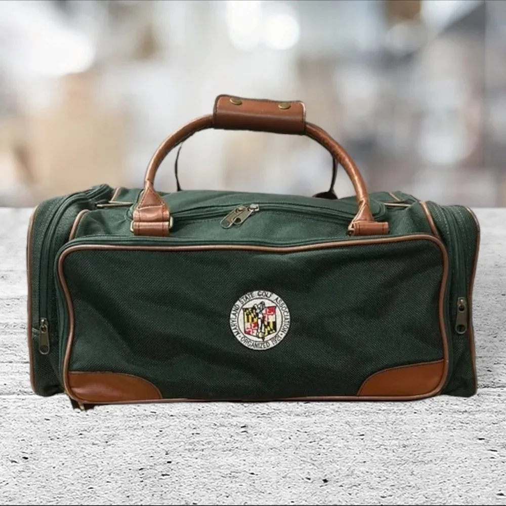 Rare Maryland State Golf Association Green Canvas Locker Room Duffle Bag Luggage